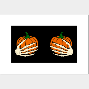 Pumpkin Boobs Skeleton Hands / Halloween Posters and Art